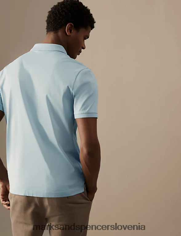 polo majica z zadrgo iz čistega bombaža Supima račje jajce Marks & Spencer oblačila moški 6T8F6X6006