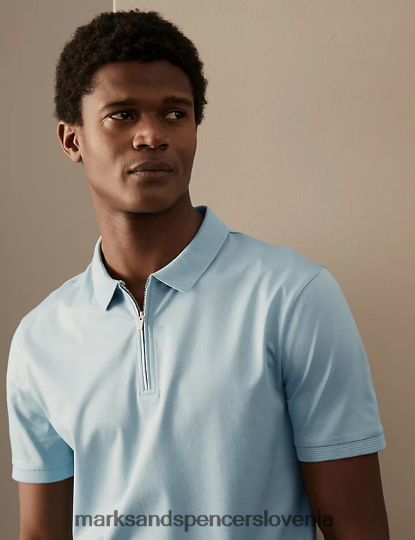 polo majica z zadrgo iz čistega bombaža Supima račje jajce Marks & Spencer oblačila moški 6T8F6X6006