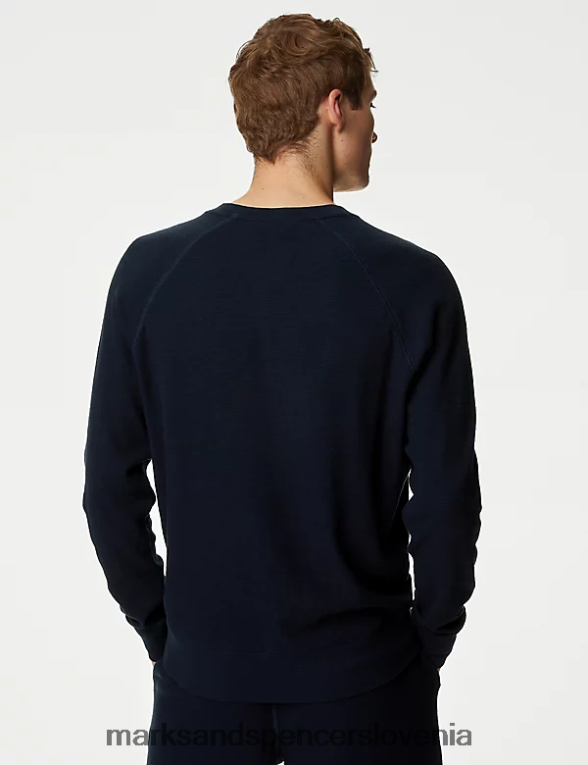 pulover iz čistega bombaža mornarica Marks & Spencer oblačila moški 6T8F6X7162