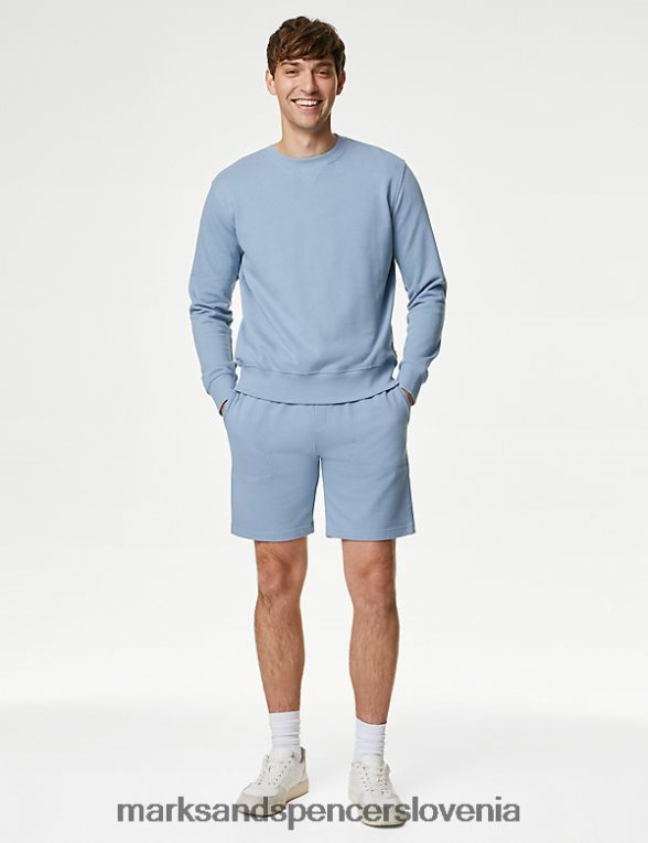 pulover z okroglim izrezom iz čistega bombaža lahke letalske sile Marks & Spencer oblačila moški 6T8F6X6882