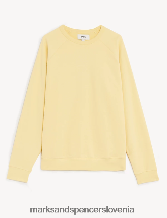 pulover z okroglim ovratnikom iz čistega bombaža rumena Marks & Spencer oblačila moški 6T8F6X7532