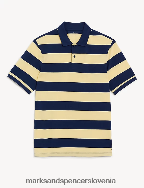 črtasta polo majica iz čistega bombaža rumena Marks & Spencer oblačila moški 6T8F6X5612