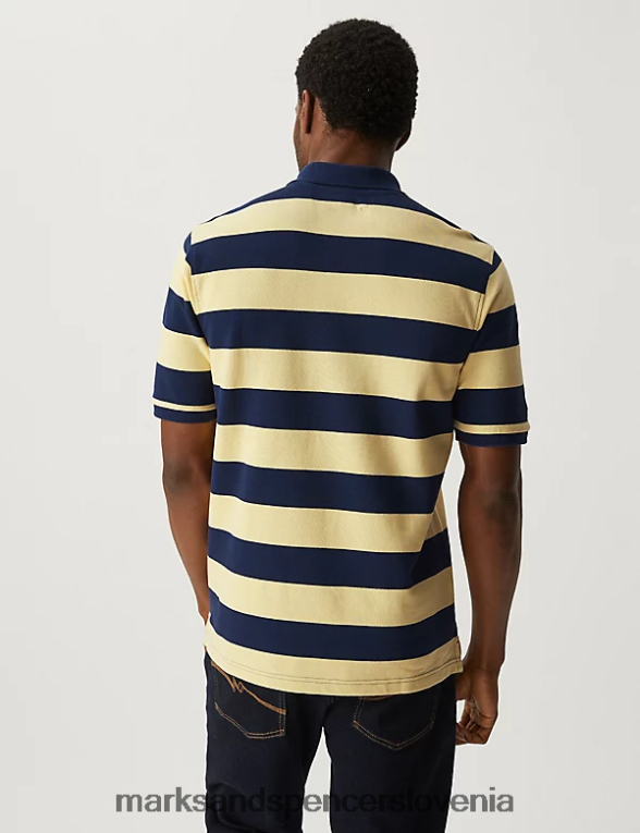 črtasta polo majica iz čistega bombaža rumena Marks & Spencer oblačila moški 6T8F6X5612
