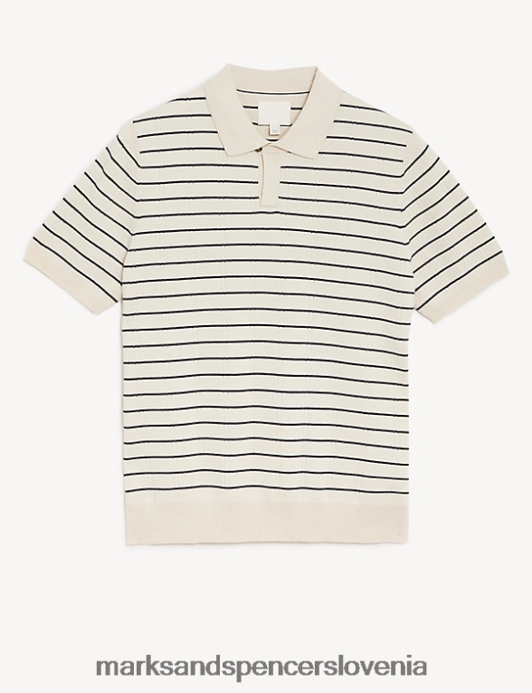 skipton supima bogata bombažna pletena polo majica ekru Marks & Spencer oblačila moški 6T8F6X6163