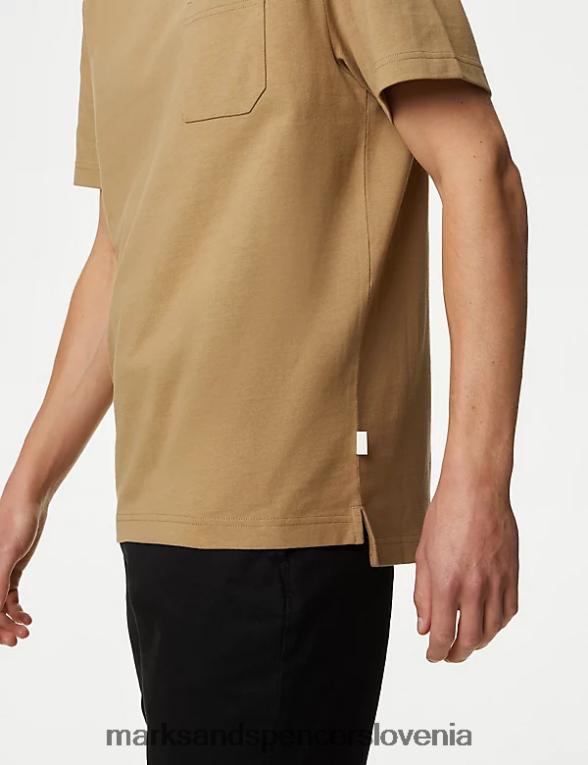 težka majica iz čistega bombaža bron Marks & Spencer oblačila moški 6T8F6X5364