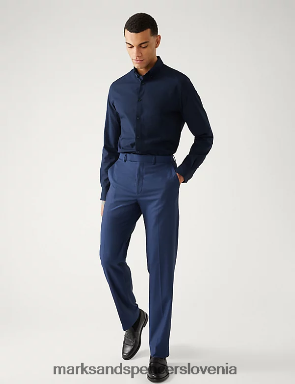 ultimate srajca slim fit z raztegljivim robom mornarica Marks & Spencer oblačila moški 6T8F6X5656