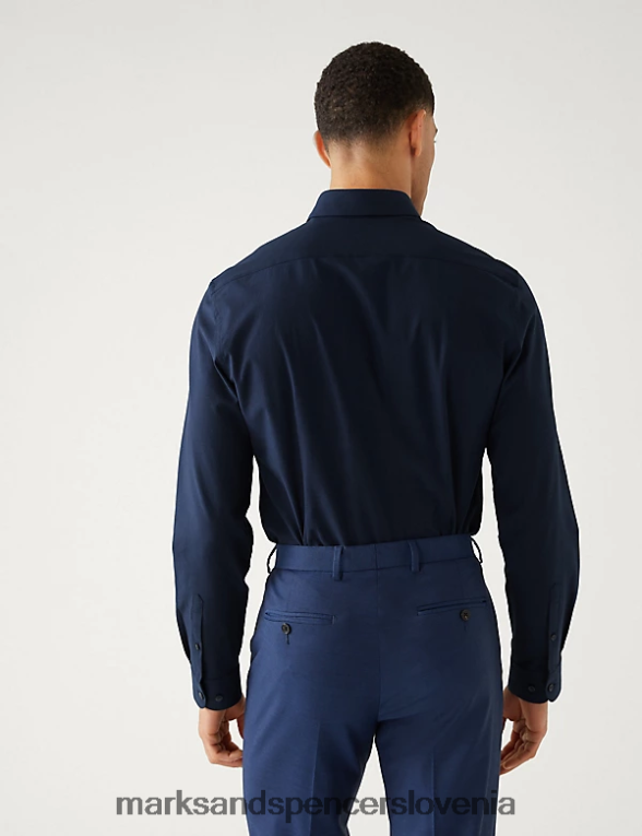 ultimate srajca slim fit z raztegljivim robom mornarica Marks & Spencer oblačila moški 6T8F6X5656