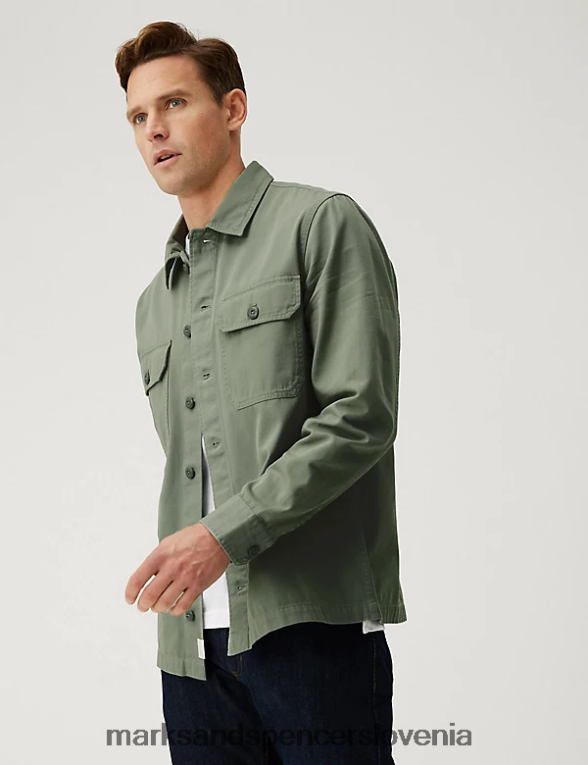 uporabna majica iz čistega bombaža zelena Marks & Spencer oblačila moški 6T8F6X5566
