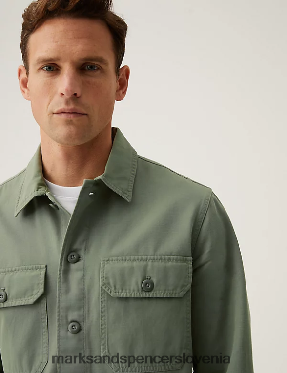 uporabna majica iz čistega bombaža zelena Marks & Spencer oblačila moški 6T8F6X5566