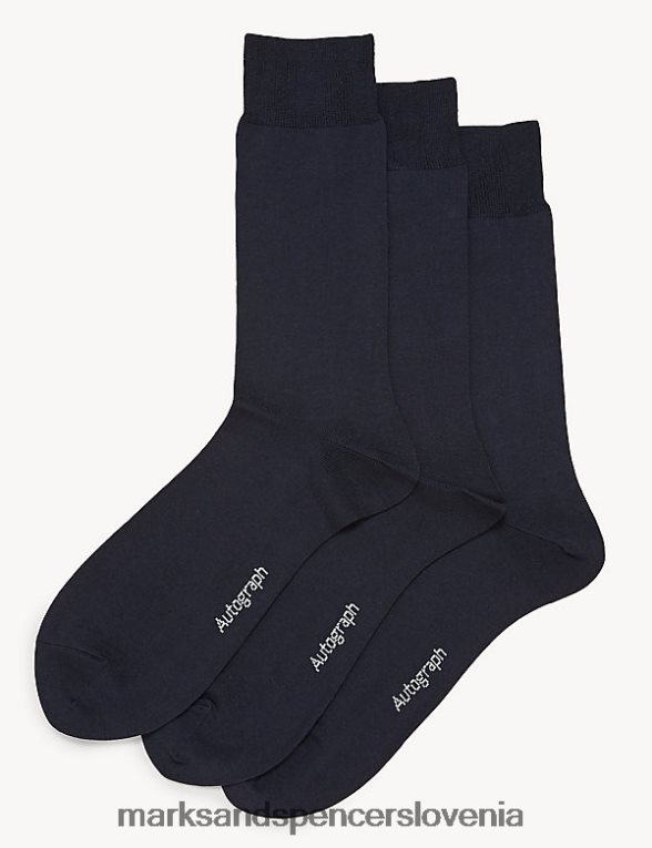 3pk modalne bombažne nogavice pima mornarica Marks & Spencer oblačila moški 6T8F6X5734