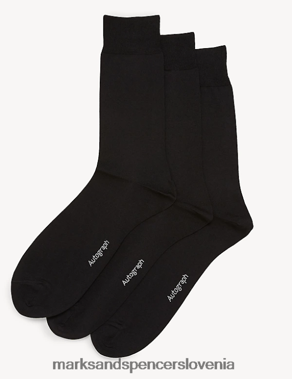 3pk modalne bombažne nogavice pima Črna Marks & Spencer oblačila moški 6T8F6X5350