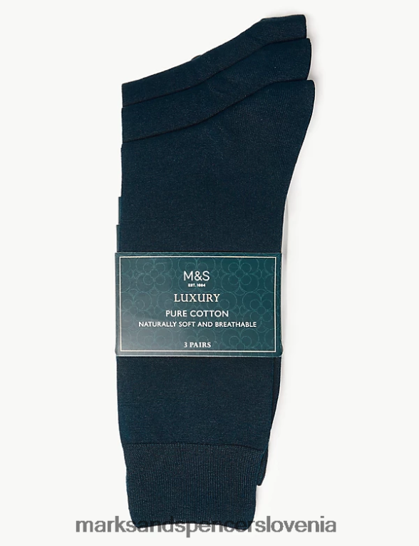 3pk nogavice iz čistega bombaža temna mornarica Marks & Spencer oblačila moški 6T8F6X7243
