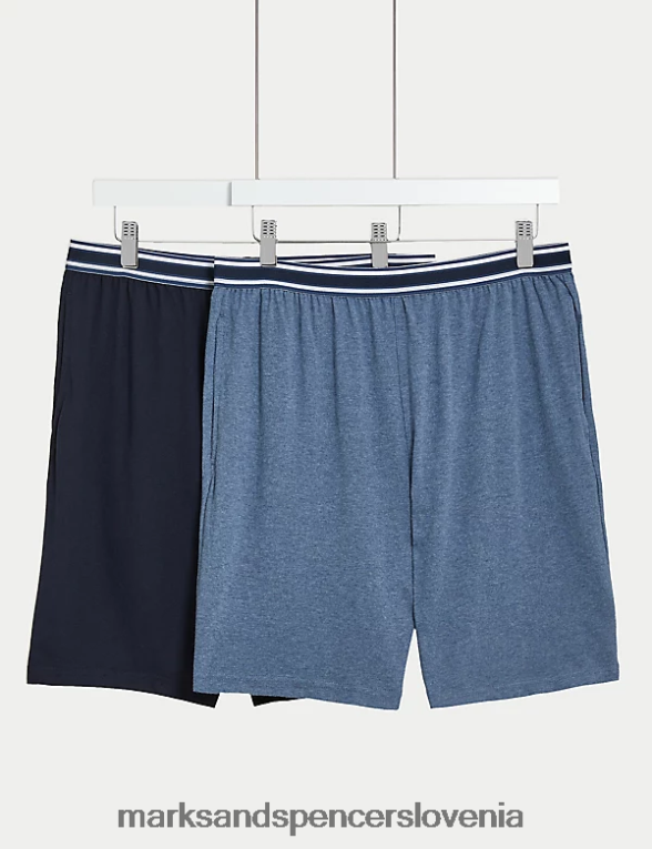 2pk kratke hlače iz čistega bombaža modra mešanica Marks & Spencer oblačila moški 6T8F6X5200