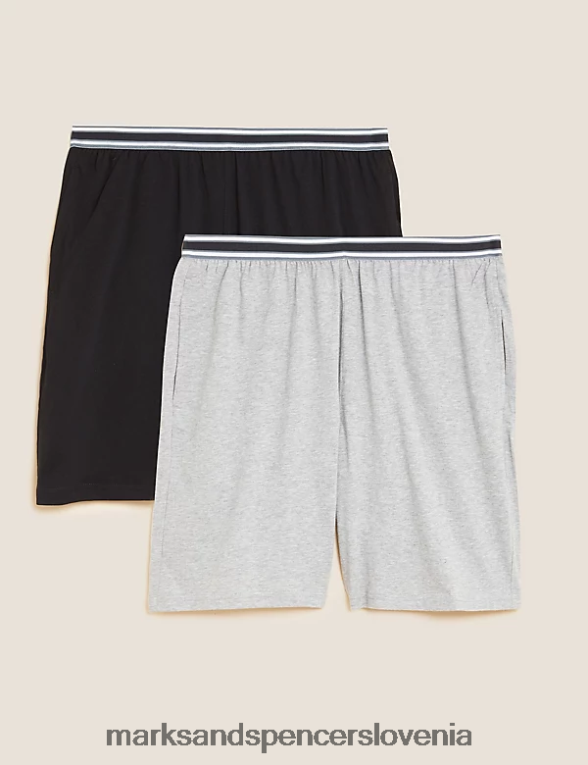 2pk kratke hlače iz čistega bombaža siva mešanica Marks & Spencer oblačila moški 6T8F6X4874