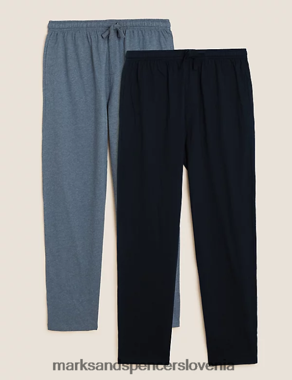 2pk spodnji del pižame iz čistega bombaža modra mešanica Marks & Spencer oblačila moški 6T8F6X5250