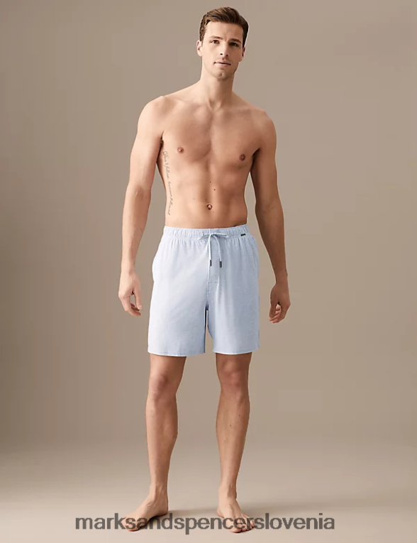kratke hlače iz mešanice bombaža modri lapor Marks & Spencer oblačila moški 6T8F6X6981
