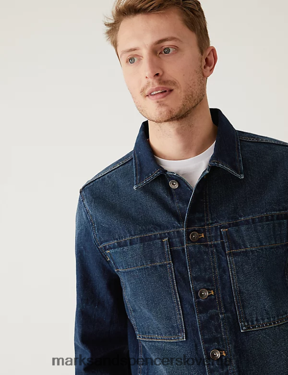 Denim jakna indigo Marks & Spencer oblačila moški 6T8F6X5637