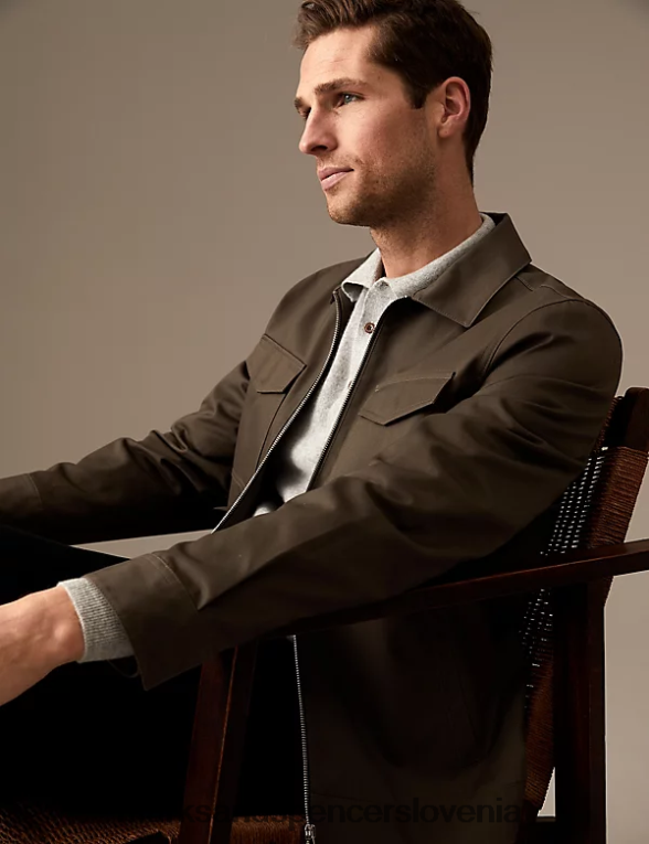 Harrington jakna iz čistega bombaža Krt Marks & Spencer oblačila moški 6T8F6X5480
