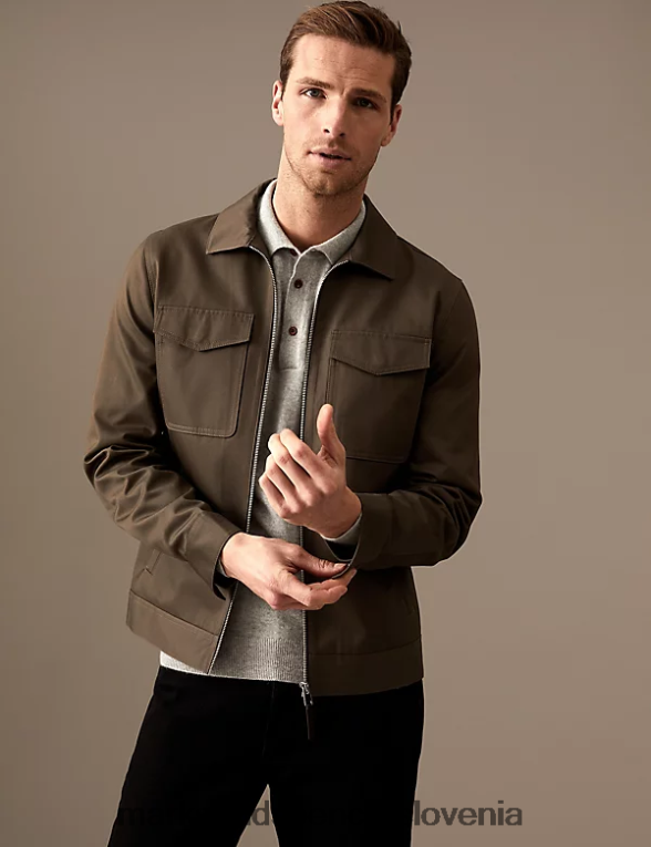 Harrington jakna iz čistega bombaža Krt Marks & Spencer oblačila moški 6T8F6X5480