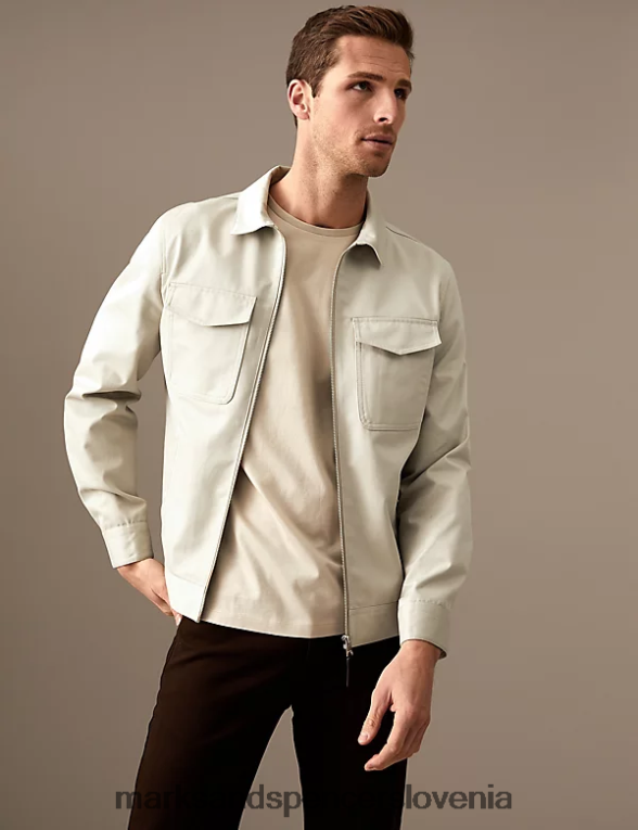 Harrington jakna iz čistega bombaža kamen Marks & Spencer oblačila moški 6T8F6X5053