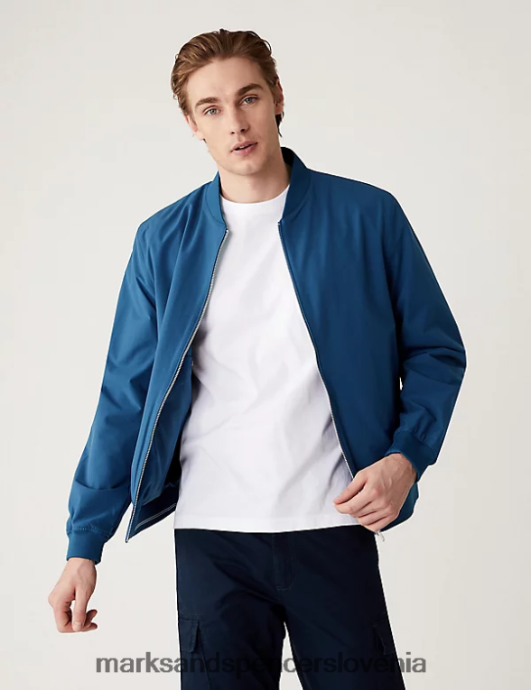 bomber jakna z nevihtnim oblačilom jekleno modra Marks & Spencer oblačila moški 6T8F6X6419