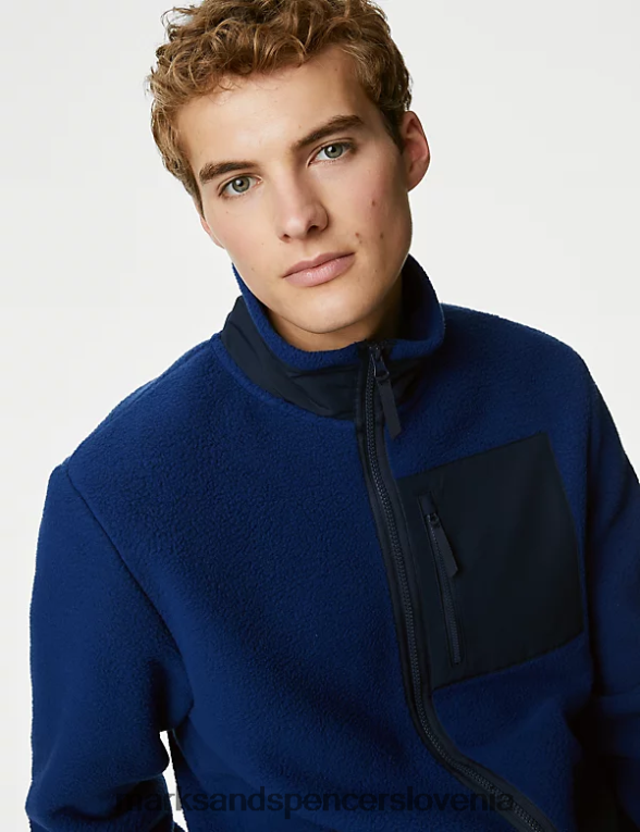 jakna z zadrgo iz polarnega flisa temno modra Marks & Spencer oblačila moški 6T8F6X5481