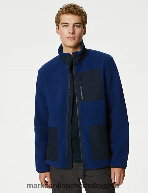 jakna z zadrgo iz polarnega flisa temno modra Marks & Spencer oblačila moški 6T8F6X5481