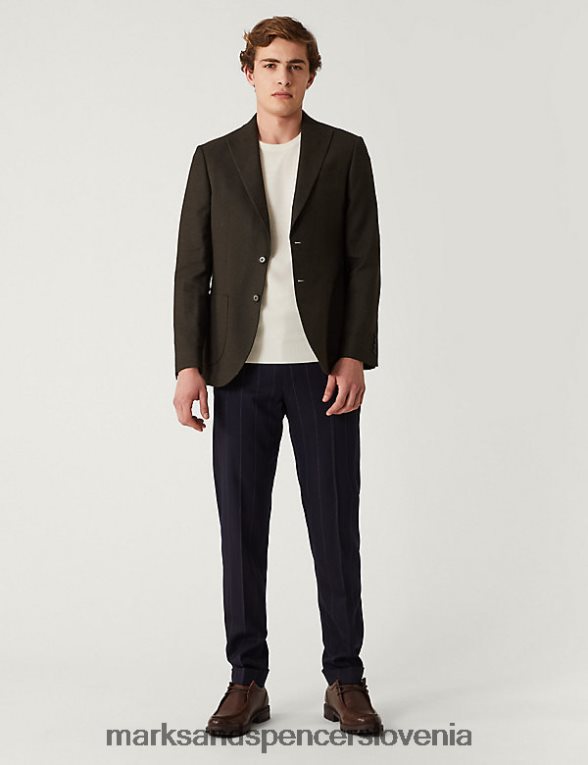 jopič iz mešanice lanu puppytooth čokolada Marks & Spencer oblačila moški 6T8F6X6330