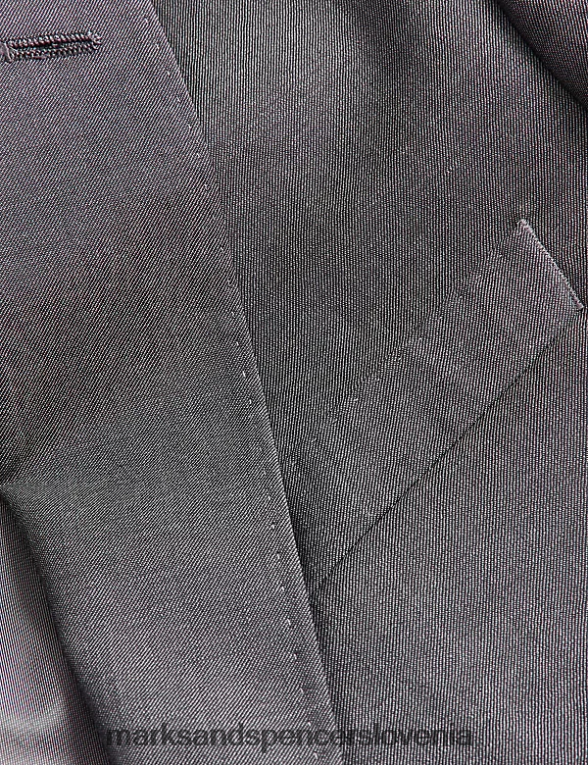 krojen suknjič iz keperja iz čiste volne srebrno siva Marks & Spencer oblačila moški 6T8F6X5754