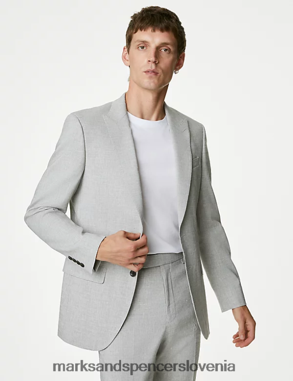 krojen suknjič z bogatim lanom svetlo siva Marks & Spencer oblačila moški 6T8F6X6561