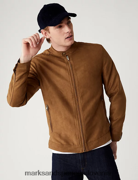 motoristična jakna iz umetnega semiša porjavelost Marks & Spencer oblačila moški 6T8F6X5503