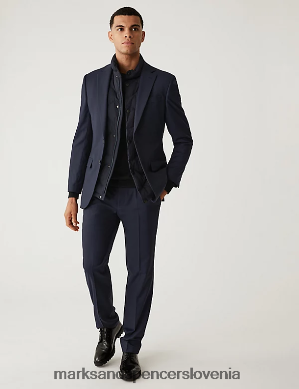 navaden fit raztegljiv suknjič mornarica Marks & Spencer oblačila moški 6T8F6X5601
