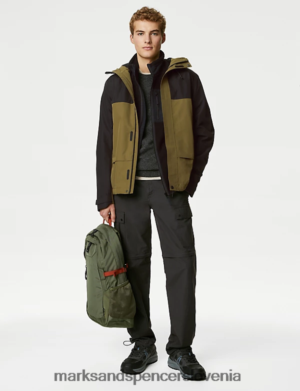 nepremočljiv anorak s kapuco mešanica oliv Marks & Spencer oblačila moški 6T8F6X5735