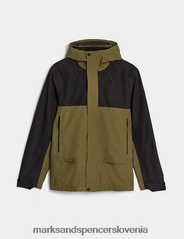nepremočljiv anorak s kapuco mešanica oliv Marks & Spencer oblačila moški 6T8F6X5735