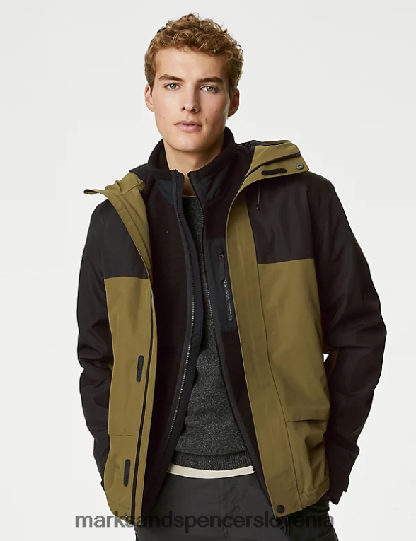 nepremočljiv anorak s kapuco mešanica oliv Marks & Spencer oblačila moški 6T8F6X5735