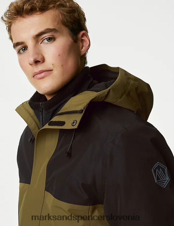 nepremočljiv anorak s kapuco mešanica oliv Marks & Spencer oblačila moški 6T8F6X5735