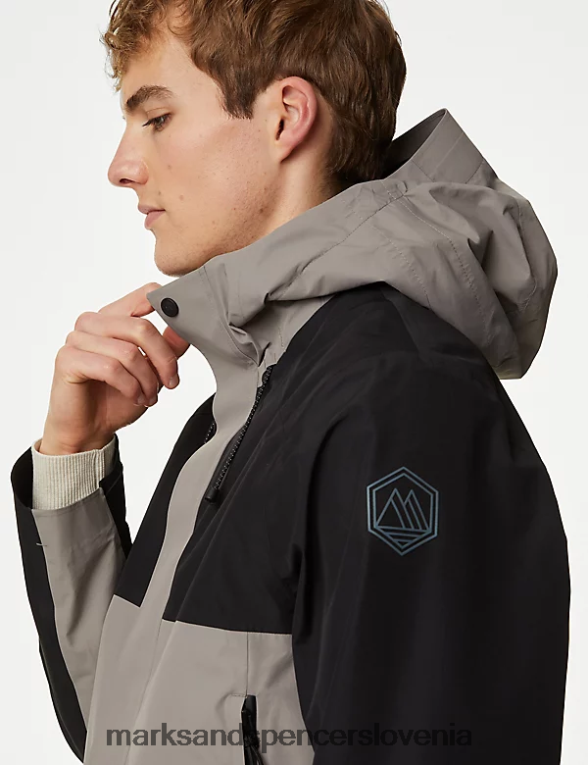 nepremočljiv anorak s kapuco siva mešanica Marks & Spencer oblačila moški 6T8F6X6112