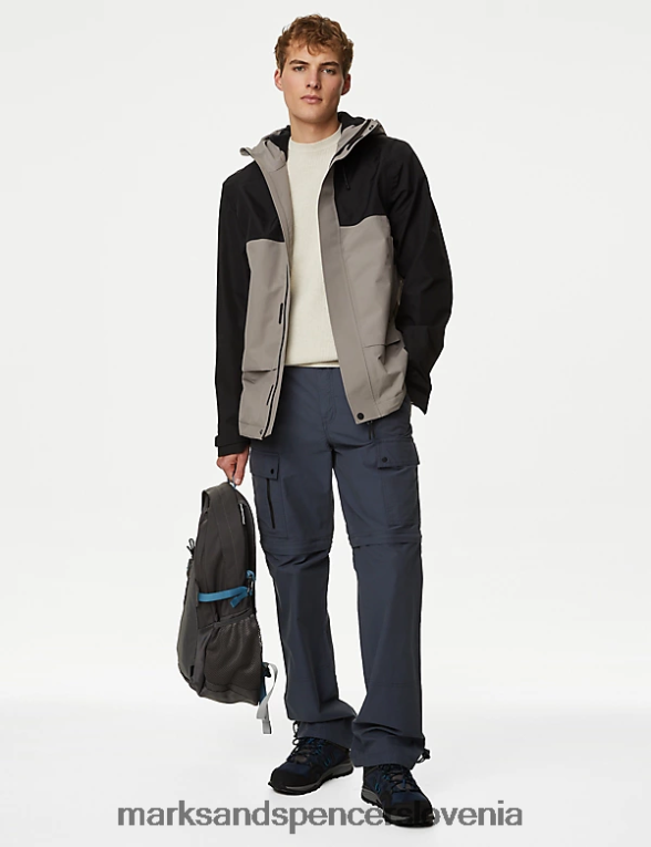 nepremočljiv anorak s kapuco siva mešanica Marks & Spencer oblačila moški 6T8F6X6112