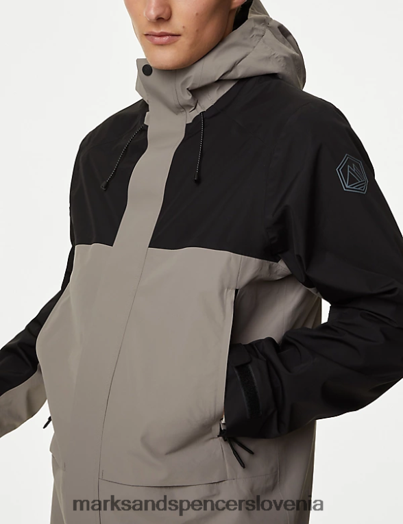 nepremočljiv anorak s kapuco siva mešanica Marks & Spencer oblačila moški 6T8F6X6112