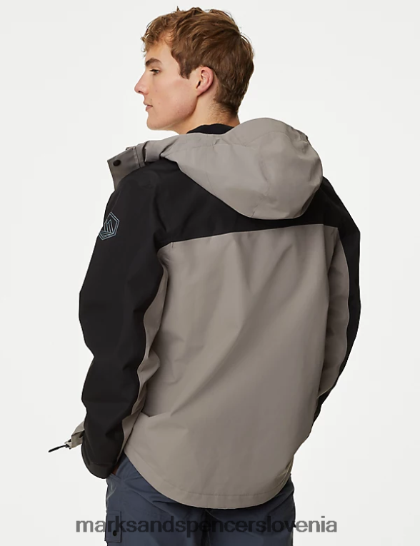 nepremočljiv anorak s kapuco siva mešanica Marks & Spencer oblačila moški 6T8F6X6112