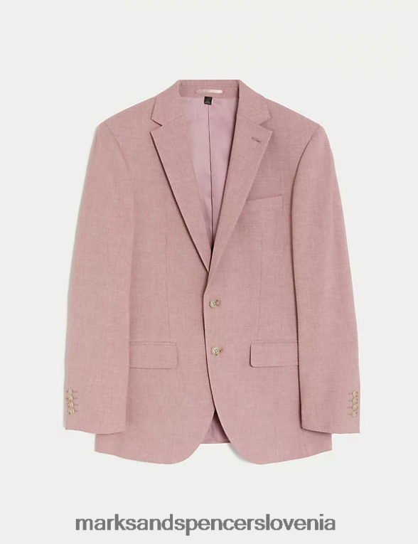raztegljiva jakna iz marl slim kroja roza Marks & Spencer oblačila moški 6T8F6X6061