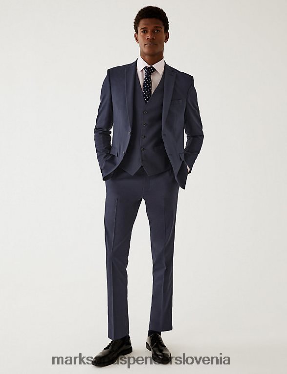 skinny fit raztegljiva jakna mornarica Marks & Spencer oblačila moški 6T8F6X5439