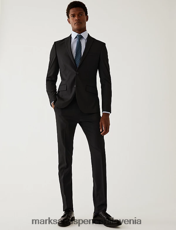 skinny fit raztegljiva jakna Črna Marks & Spencer oblačila moški 6T8F6X5029