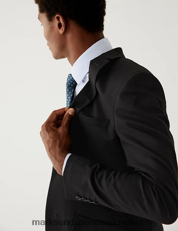 skinny fit raztegljiva jakna Črna Marks & Spencer oblačila moški 6T8F6X5029