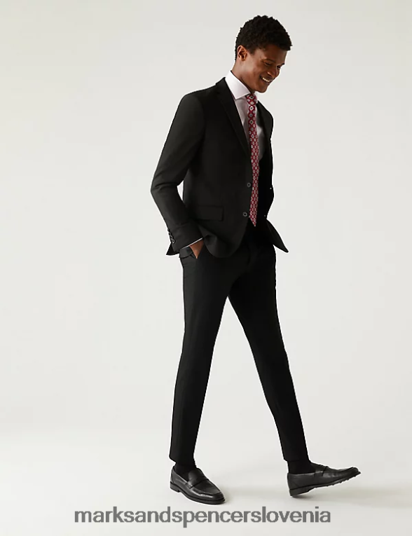 skinny fit raztegljiva jakna Črna Marks & Spencer oblačila moški 6T8F6X5029
