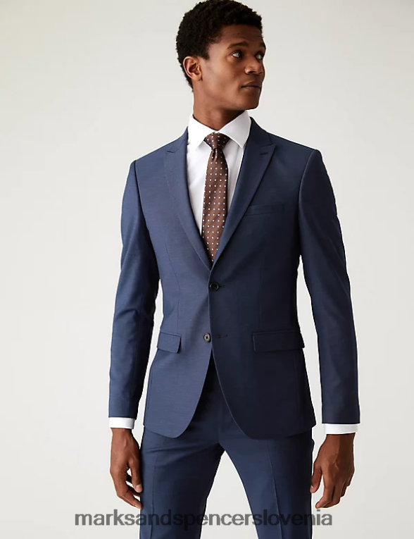 skinny fit suknjič iz morskega psa z raztegljivo obleko indigo Marks & Spencer oblačila moški 6T8F6X5977