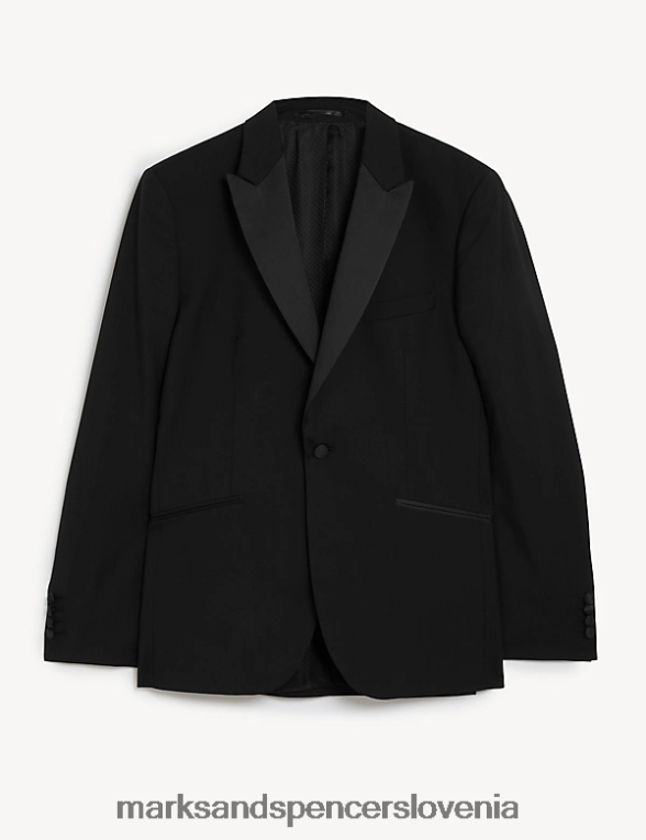 slim fit italijanska smoking jakna iz čiste volne Črna Marks & Spencer oblačila moški 6T8F6X6059