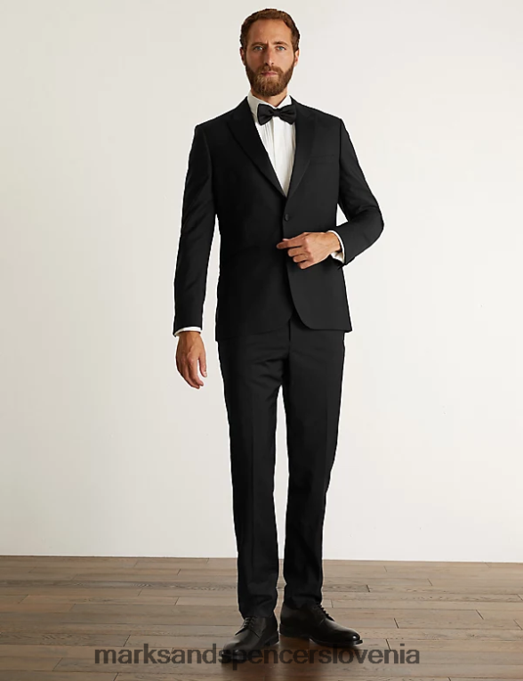 slim fit italijanska smoking jakna iz čiste volne Črna Marks & Spencer oblačila moški 6T8F6X6059