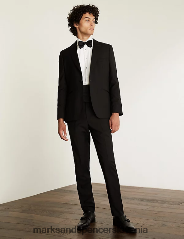 slim fit italijanska smoking jakna iz čiste volne Črna Marks & Spencer oblačila moški 6T8F6X6059