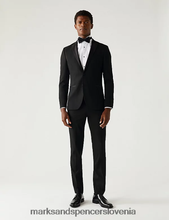 smoking jakna skinny fit Črna Marks & Spencer oblačila moški 6T8F6X6292